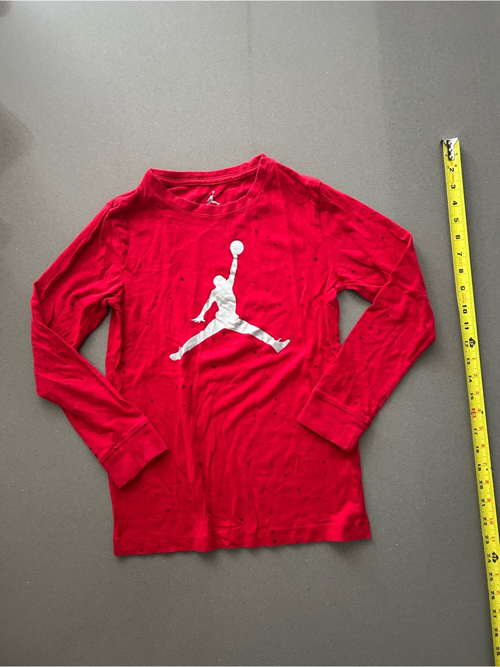 Jordan Red Long-Sleeve Kids' Tee with White Jumpman Size M (10-12yrs)..